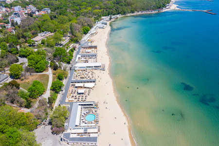 Aerial view of the central beach of the bulgarian town Varnaの写真素材