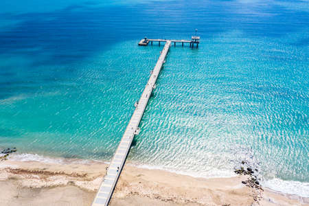Aerial view of the pier of Burgas in Bulgariaの写真素材