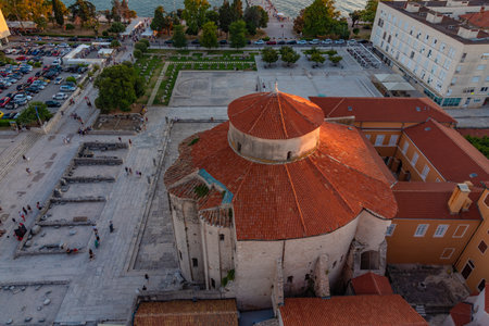 Aerial view of Saint Donatus church in Zadar, Croatiaの写真素材