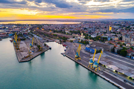 Aerial view of the port of Bourgas in Bulgariaのeditorial素材