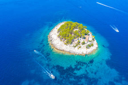 Aerial view of Croatian town Hvarの写真素材