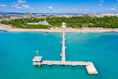 Aerial view of the pier of Burgas in Bulgariaのeditorial素材