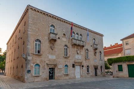 Sunrise view of town hall of Croatian town Trogir