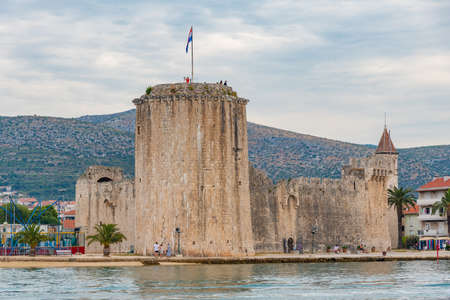 Waterfront promenade with Kamerlengo palace in Trogir, Croatiaのeditorial素材