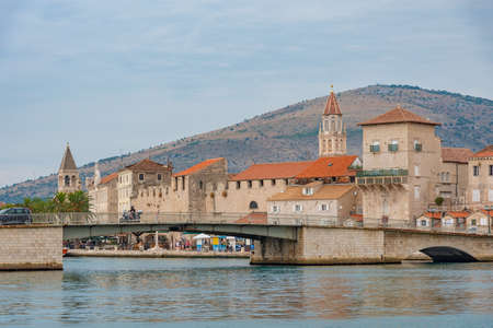 Waterfront of Croatian town Trogir during a cloudy day