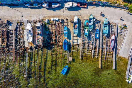 Boats in the port of Ahtopol in Bulgariaのeditorial素材