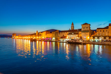 Sunset view of seaside of Croatian town Trogirのeditorial素材