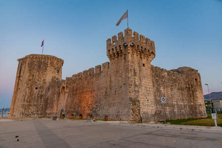 Sunrise view of Kamerlengo palace in Trogir, Croatiaのeditorial素材