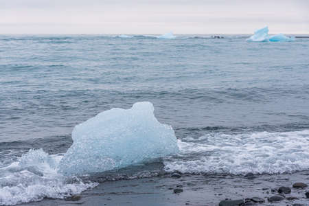 Piece of iceberg at diamond beach in Iceland