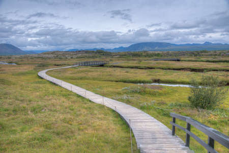 Landscape of Thingvellir national park in Icelandの写真素材