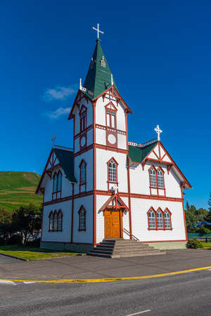 Husavik wooden church on Icelandの写真素材