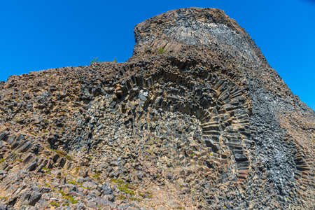 Detail of hexagonal basalt rocks at Hljodaklettar on Iceland