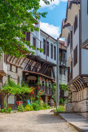 Melnik, Bulgaria, June 18, 2020: Traditional street in the old town of Melnik, Bulgariaのeditorial素材