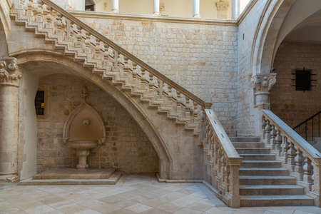 Dubrovnik, Croatia, July 26, 2020: Inner courtyard of Rector's palace in Dubrovnik, Croatiaのeditorial素材