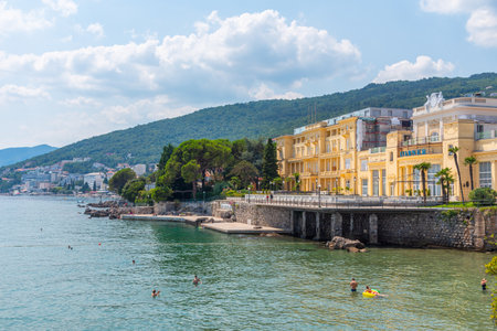 Opatija, Croatia, July 30, 2020: Seaside of Croatian town Opatijaのeditorial素材