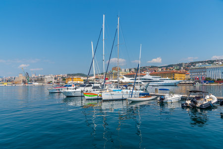 Rijeka, Croatia, July 30, 2020: Cityscape of port of Rijeka in Croatiaのeditorial素材