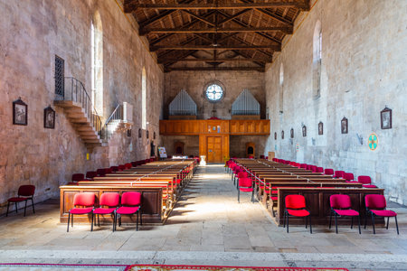 Pula, Croatia, July 31, 2020: Interior of Franciscan church and monastery in Pula, Croatiaのeditorial素材