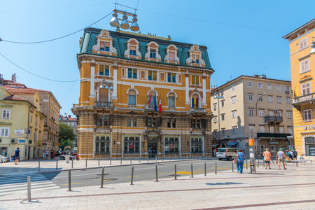 Rijeka, Croatia, July 30, 2020: People are strolling at through Korso street in Rijeka, Croatiaのeditorial素材