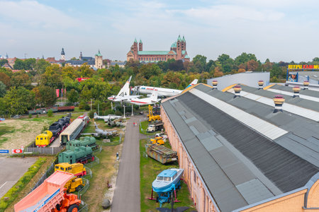 Speyer, Germany, September 16, 2020: Speyer cathedral viewed from the Technik museum in Speyer, Germanyのeditorial素材