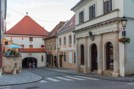 Zagreb, Croatia, August 1, 2020: Restaurant in the old town of Zagreb, Croatiaのeditorial素材