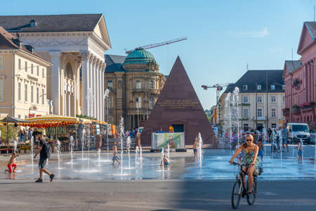 Karlsruhe, Germany, September 15, 2020: View of a tomb of Karl Wilhelm von Baden-Durlach at Marktplatz square in Karlsruhe, Germanyのeditorial素材