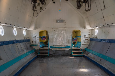 Speyer, Germany, September 16, 2020: Cargo space of Antonov An 22 Jumbo Jet displayed at the Technik museum in Speyer, Germanyのeditorial素材