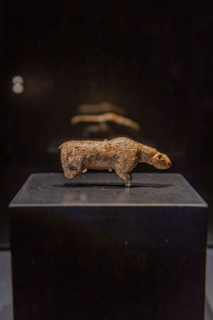 Tubingen, Germany, September 19, 2020: Prehistoric sculptures displayed at the university of...