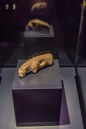 Tubingen, Germany, September 19, 2020: Prehistoric sculptures displayed at the university of Tubingen, Germanyのeditorial素材