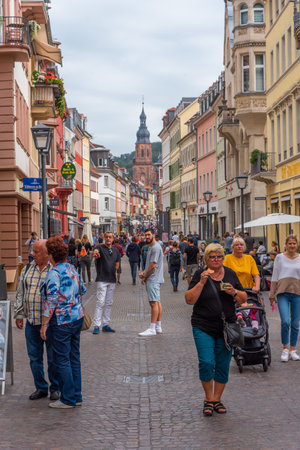 Heidelberg, Germany, September 17, 2020: People are strolling through old town of Heidelberg, Germanyのeditorial素材