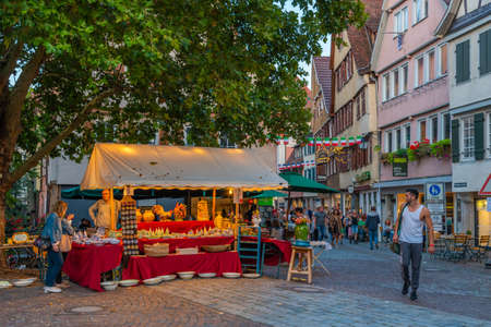 Tubingen, Germany, September 19, 2020: Colorful street in the old town of Tubingen, Germanyのeditorial素材