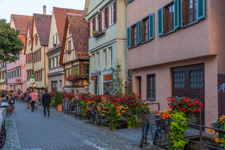 Tubingen, Germany, September 19, 2020: Colorful street in the old town of Tubingen, Germanyのeditorial素材