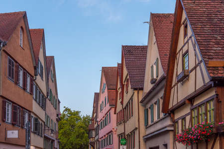 Tubingen, Germany, September 19, 2020: Colorful street in the old town of Tubingen, Germanyのeditorial素材