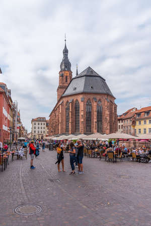 Heidelberg, Germany, September 17, 2020: Holy spirit church at Marktplatz square in Heidelberg, Germanyのeditorial素材