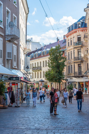 Baden Baden, September 22, 2020: People are strolling through the old town of Baden Baden in Germanyのeditorial素材