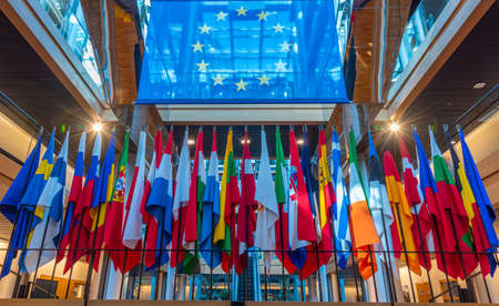 Strasbourg, France, September 22, 2020: Interior of the European parliament building in Strasbourg, Franceのeditorial素材