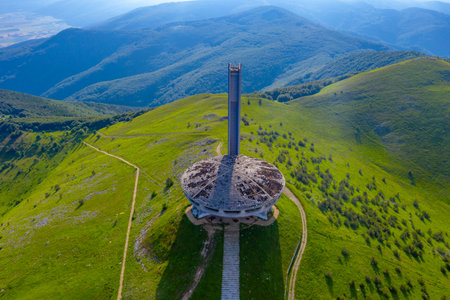 Monument House of the Bulgarian Communist Party at Buzludzha peak in Bulgariaのeditorial素材