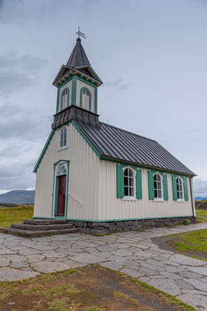 Thingvallakirkja at Thingvellir national parkのeditorial素材
