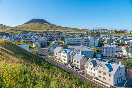 Rooftops of houses at Heimaey island, part of Vestmannaeyjar archipelago of Icelandのeditorial素材