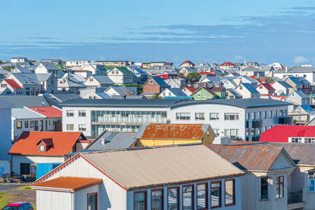 Rooftops of houses at Heimaey island, part of Vestmannaeyjar archipelago of Icelandのeditorial素材