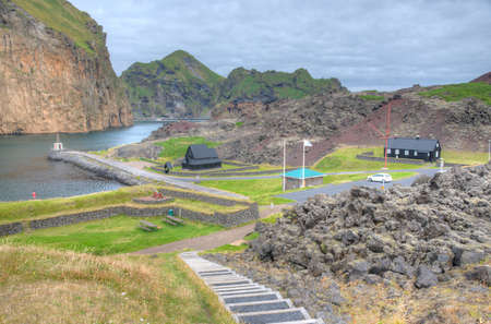 Replica of historical buildings at a skansen at Heimaey, Icelandのeditorial素材