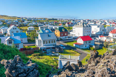 Rooftops of houses at Heimaey island, part of Vestmannaeyjar archipelago of Icelandのeditorial素材