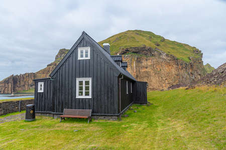 Replica of historical buildings at a skansen at Heimaey, Icelandのeditorial素材