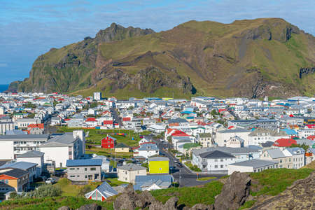 Rooftops of houses at Heimaey island, part of Vestmannaeyjar archipelago of Icelandのeditorial素材