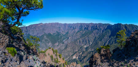 Panorama of Caldera de Taburiente national park at La Palma, Canary islands, Spain.の写真素材