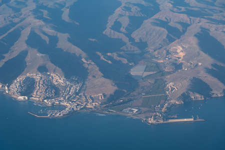 Aerial view of holiday towns situated on the southern coast of Gran Canaria, Canary islands, Spain.の写真素材