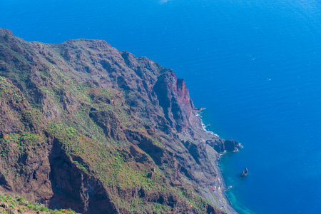 Aerial view of beaches at El Hierro island from Mirador de Isora, Canary islands, Spain.の写真素材