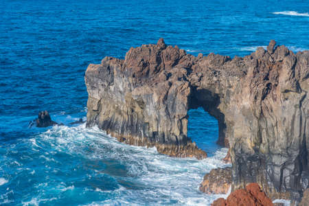 Rugged coastline of La Dehesa at El Hierro island, Canary islands, Spain.の写真素材
