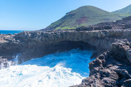 Sea cave at Charco Manso at El Hierro island at Canary islands, Spain.の写真素材
