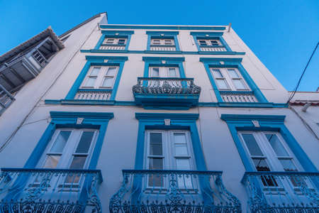 Beautiful traditional houses on the main street in the center of Santa Cruz de la Palma, Canary islands, Spain.の写真素材