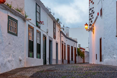 Beautiful traditional houses on the main street in the center of Santa Cruz de la Palma, Canary islands, Spain.の写真素材